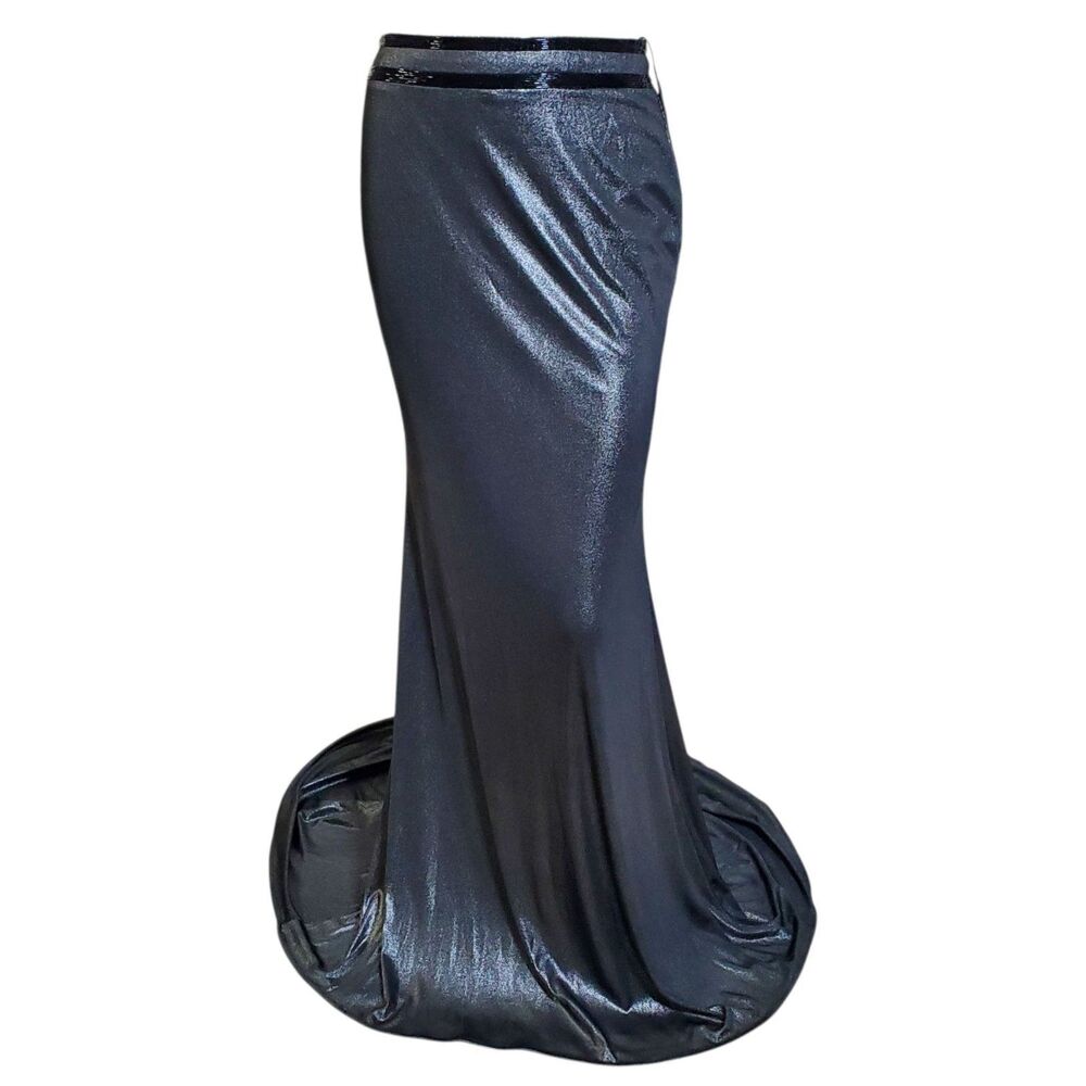 Colors Dress Metallic Silver Skirt Size S Beaded Long Liquid Womens
